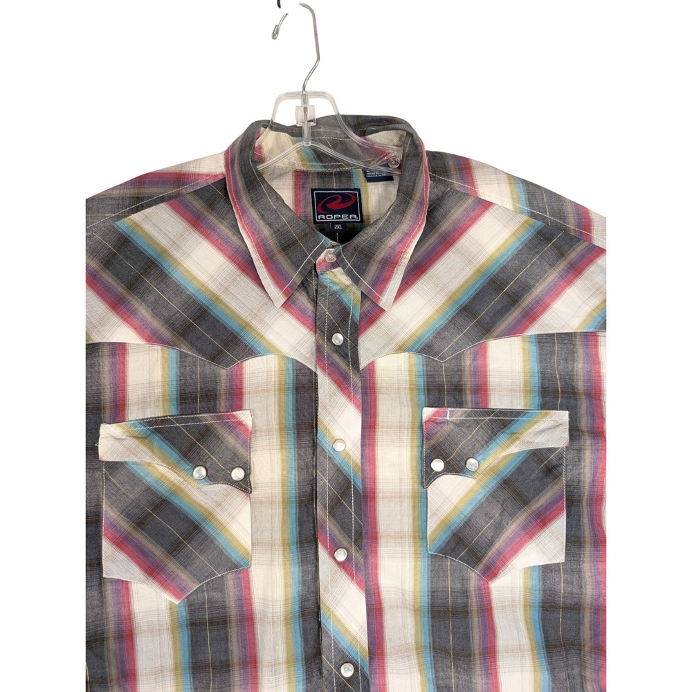 Roper Western Shirt Mens 2XL Multi Color Metallic Pearl Snap 301-062-2368I